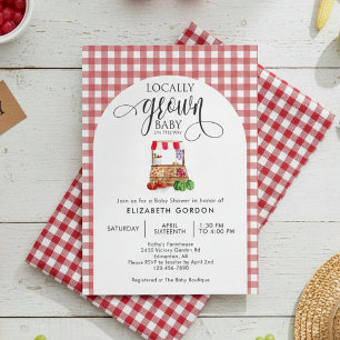 Locally Grown Baby Shower Farm Market Gingham Invitation