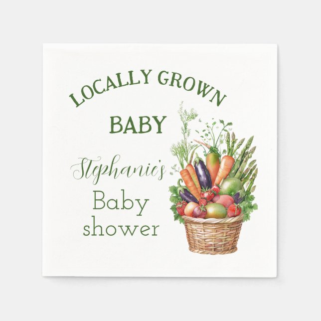 Locally Grown Baby Shower Farmers Market Napkin (Front)
