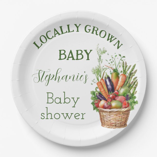 Locally Grown Baby Shower Farmers Market Paper Plate (Front)