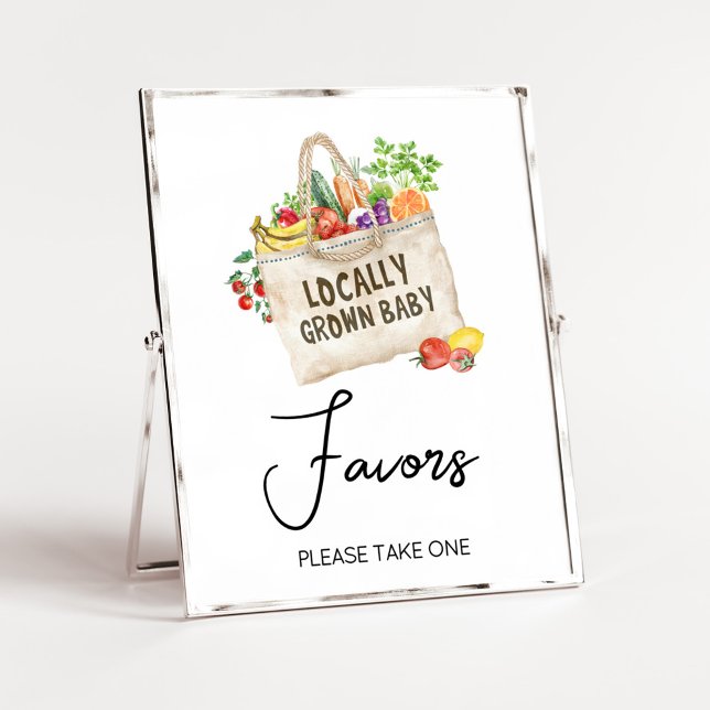 Locally Grown Baby Shower Favour Sign (Farmers Locally Grown Baby Shower Sign)