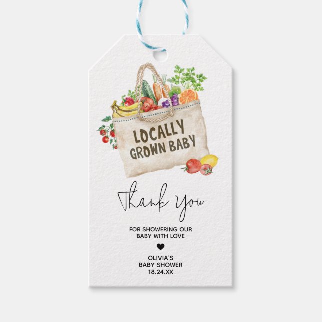 Locally Grown Baby Shower Favour Tags (Front)