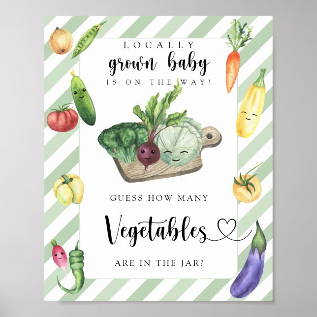 locally grown baby shower - how many vegetables poster (Front)