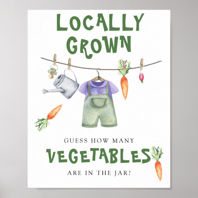 locally grown baby shower - how many vegetables  poster (Front)