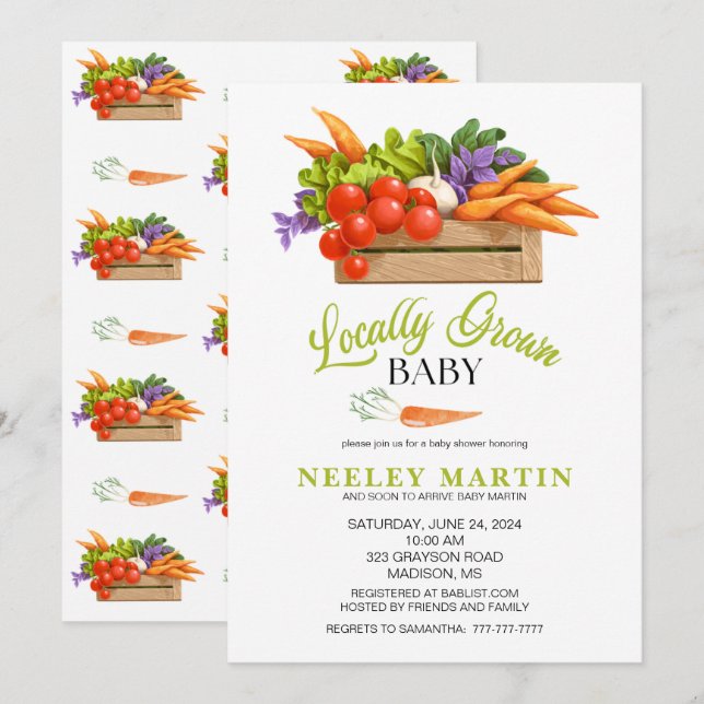 LOCALLY GROWN BABY Shower Invitation (Front/Back)