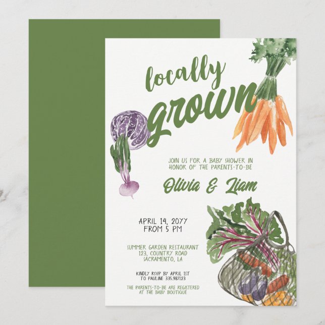 Locally Grown Baby Shower Invitation (Front/Back)