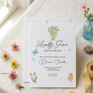 Locally Grown Baby Shower Invitation Spring Garden