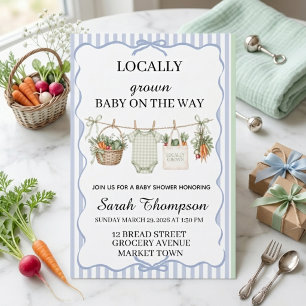 Locally Grown Baby Shower Invitations Rustic Gre