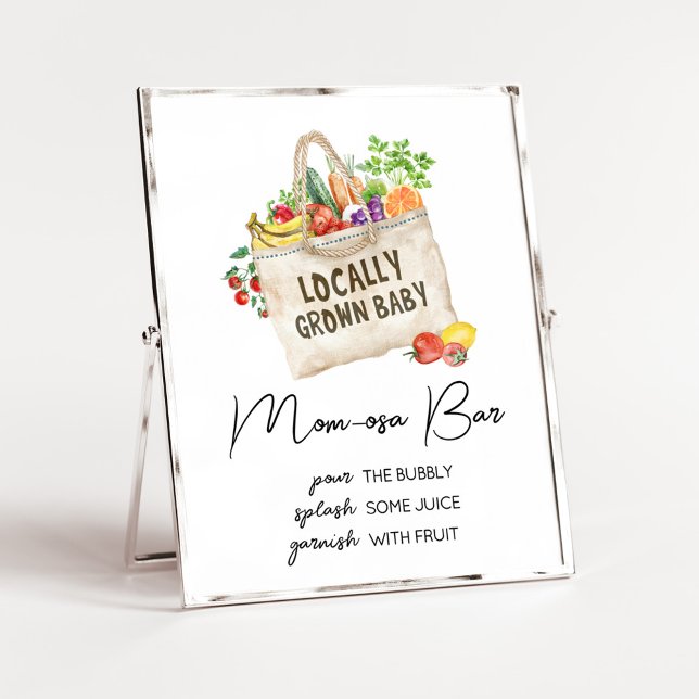 Locally Grown Baby Shower Mum Osa Bar SIgn (Farmers Locally Grown Baby Shower Sign)