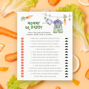 Locally grown baby shower - mummy or daddy game