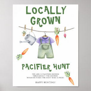 locally grown baby shower - pacifier hunt game poster