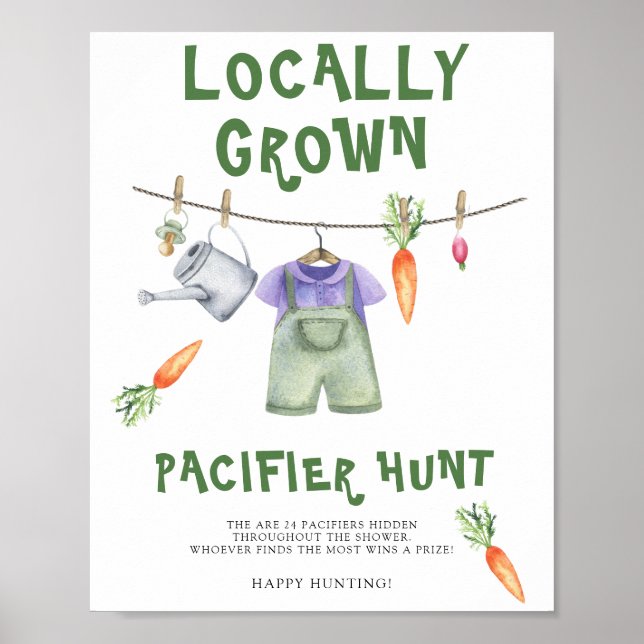 locally grown baby shower - pacifier hunt game poster (Front)