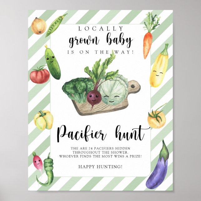 locally grown baby shower - pacifier hunt game poster (Front)