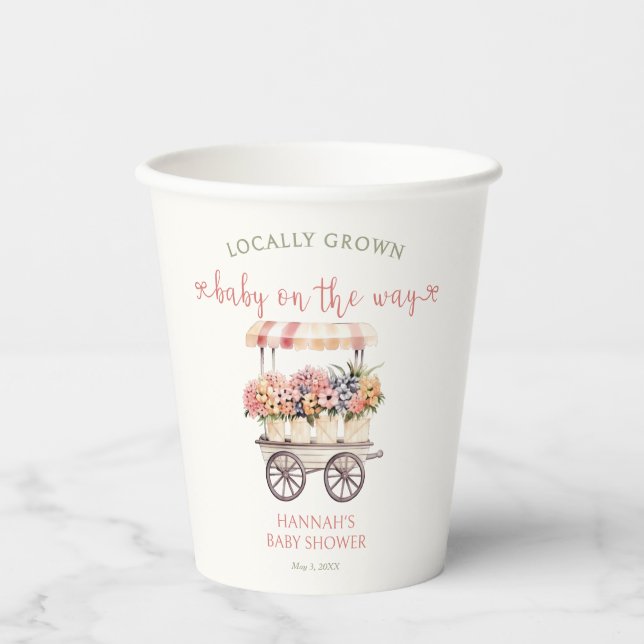 Locally Grown Baby Shower Paper Cups (Front)