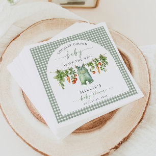 Locally Grown Baby Shower Paper Napkins Sage Green