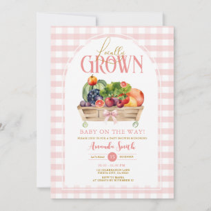 Locally Grown Baby Shower Pink Gingham invitation