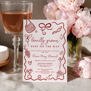 Locally Grown Baby Shower Red Farmer’s Market Invitation
