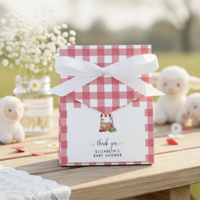 Locally Grown Baby Shower Red Gingham Thank you Favour Box (Creator Uploaded)