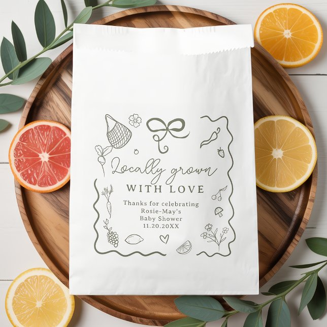 Locally Grown Baby Shower Rustic Farmer’s Market Favour Bags (Locally Grown Baby Shower Rustic Farmer’s Market Favor Bag)