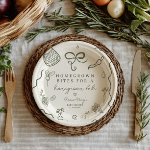 Locally Grown Baby Shower Rustic Farmer’s Market Paper Plate