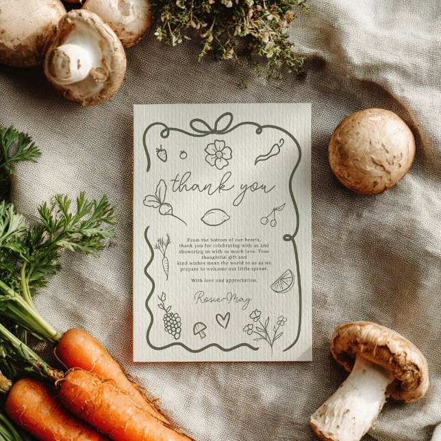 Locally Grown Baby Shower Rustic Farmer’s Market Thank You Card (Locally Grown Baby Shower Rustic Farmer’s Market Thank You Card)