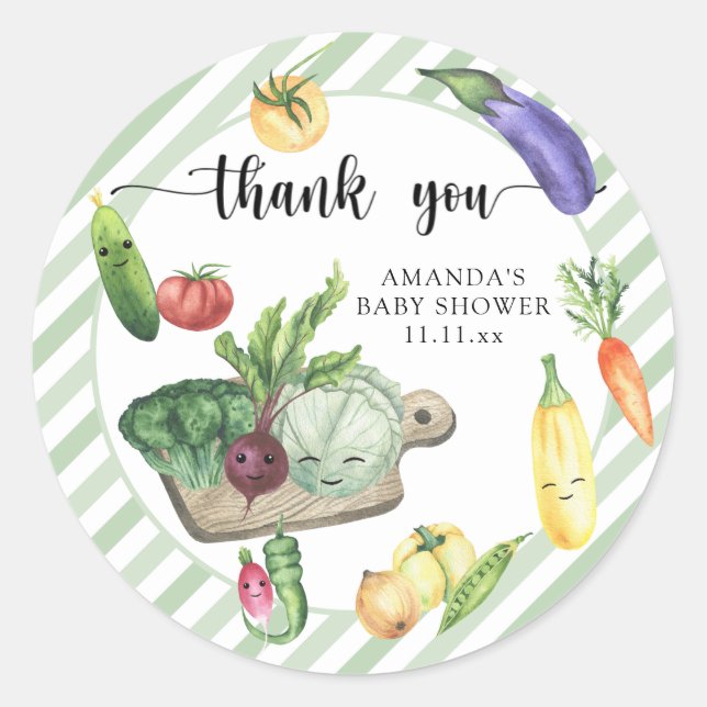 Locally grown baby shower thank you classic round sticker (Front)