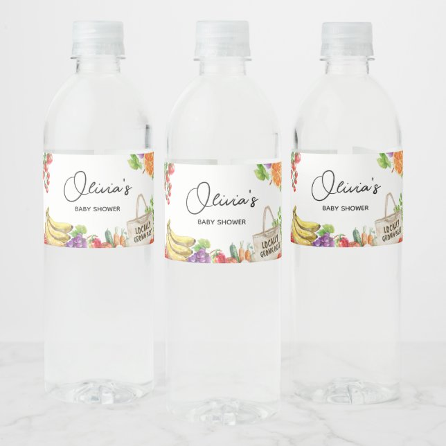 Locally Grown Baby Shower Water Bottle Label (Bottles)
