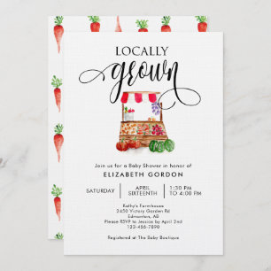 Locally Grown Baby Shower Watercolor Vegetables  Invitation