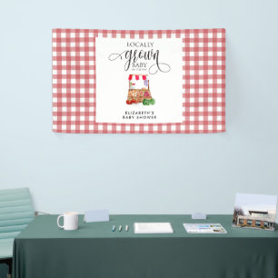 Locally Grown Baby Shower Welcome Gingham Banner