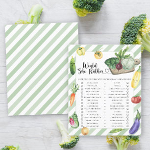 Locally grown baby shower Would She Rather Game