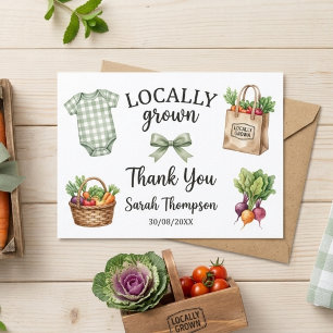 Locally Grown Baby Thank You Card Personalised