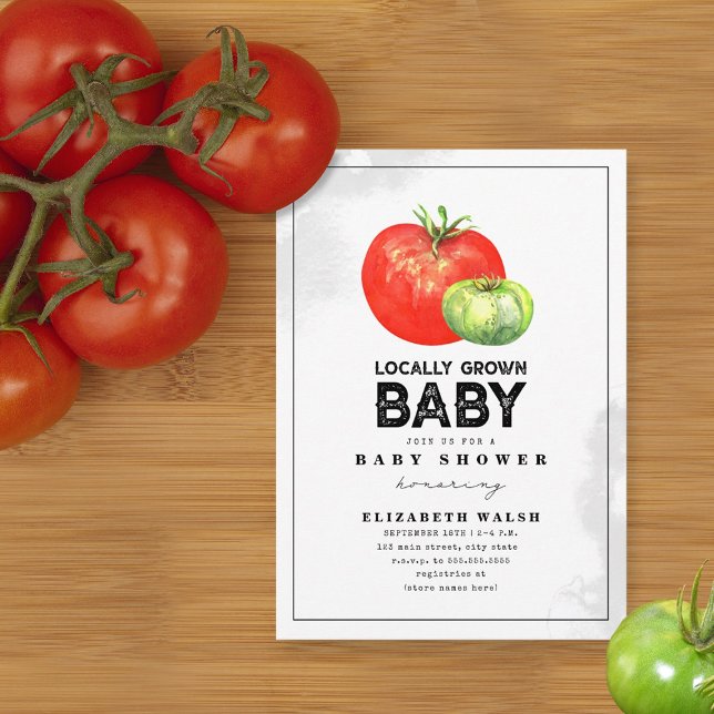 Locally Grown Baby Watercolor Baby Shower Invitati Invitation (Creator Uploaded)