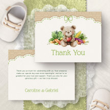 Locally Grown Bear Baby Shower Thank You