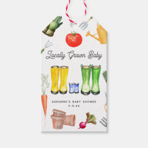 Locally Grown Blue Blue Boots Garden Baby Shower Gift Tags