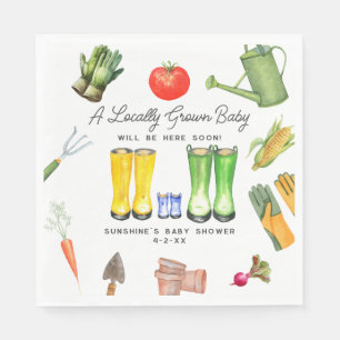 Locally Grown Blue Boots Vegetable Baby Shower Napkin