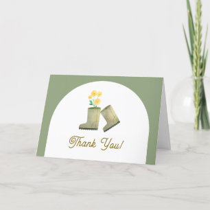 Locally Grown Boho Arch Floral Boots Baby Shower Thank You Card