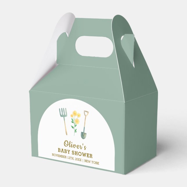 Locally Grown Boho Floral Gardening Baby Shower Favour Box (Front Side)
