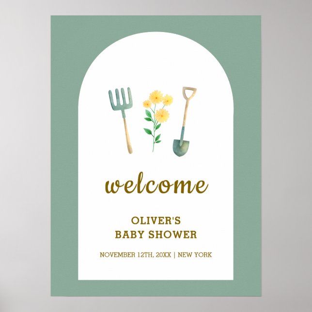 Locally Grown Boho Gardening Baby Shower Welcome  Poster (Front)