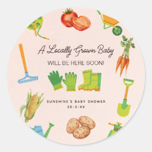 Locally Grown Boots Vegetable Baby Shower Classic  Classic Round Sticker