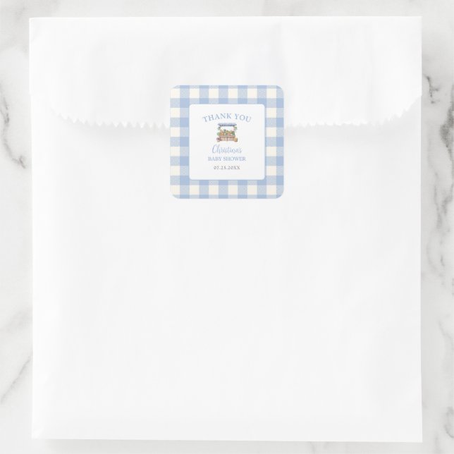 Locally Grown Boy Baby Shower Square Sticker (Bag)