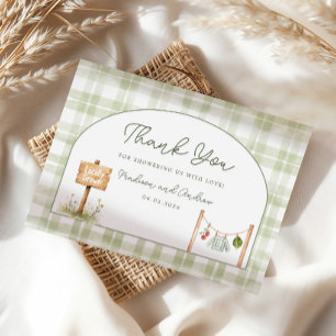 Locally Grown Boy Sage Green Gingham Thank You Enclosure Card