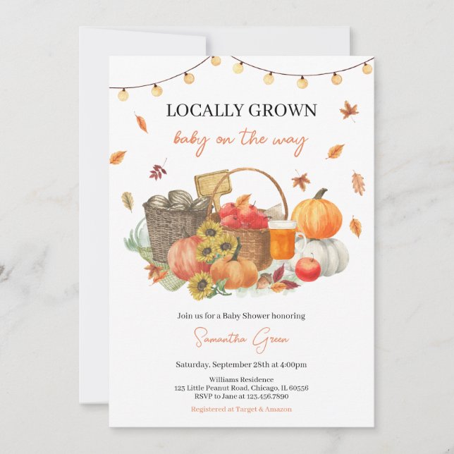 Locally Grown Fall Baby Shower Invitation (Front)