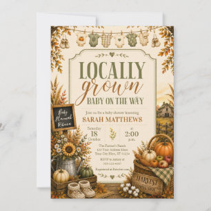 Locally Grown Fall Baby Shower Invitation Rustic