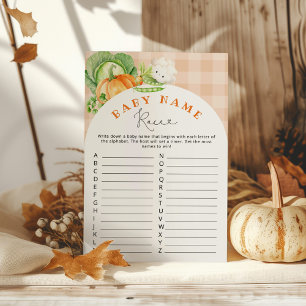 Locally grown Fall pumpkin Baby name race game