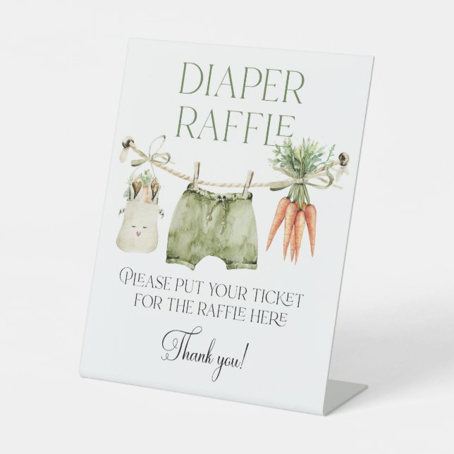 Locally Grown Farm Baby Shower Diaper Raffle Pedestal Sign (Front)
