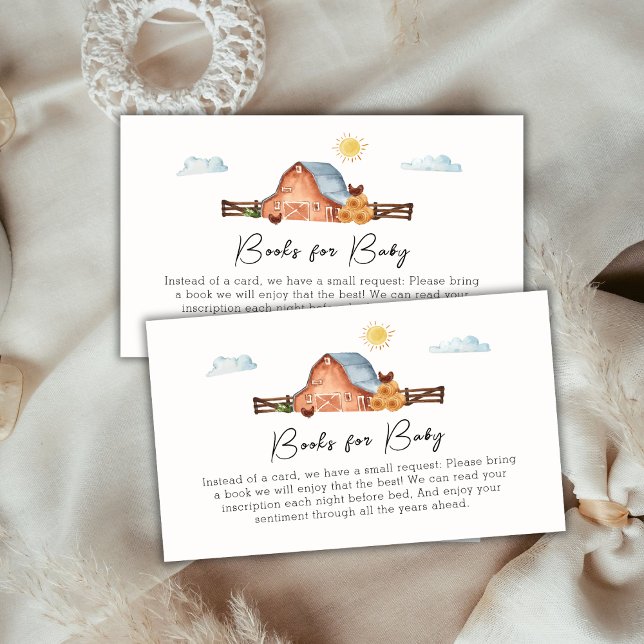Locally Grown Farm Barn Books For Baby Shower  Enclosure Card (Locally Grown Farm Barn Books For Baby Shower Enclosure Card)