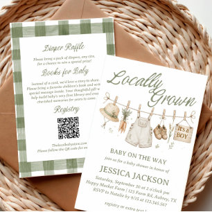 Locally Grown Farmer Market Baby BOY ALL IN ONE Invitation