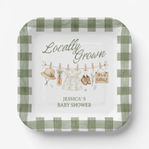 Locally Grown Farmer Market Baby Girl Custom Paper Plate