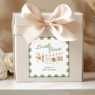 Locally Grown Farmer Market Baby GIRL Custom Square Sticker