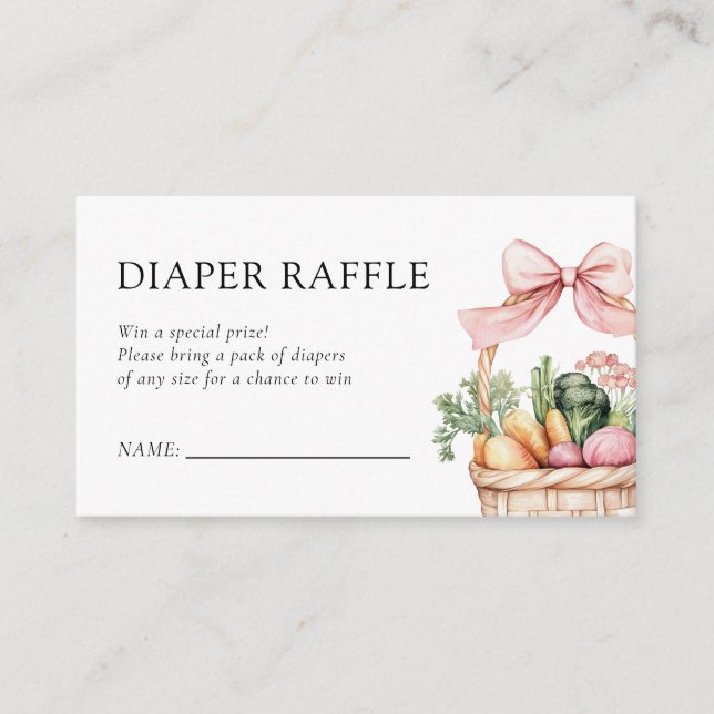 Locally Grown Farmers Baby Shower Diaper Raffle Enclosure Card (Front)
