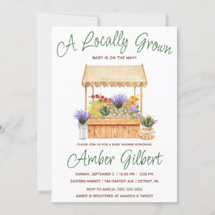 Locally Grown, Farmer's Flower Market Baby Shower Invitation
